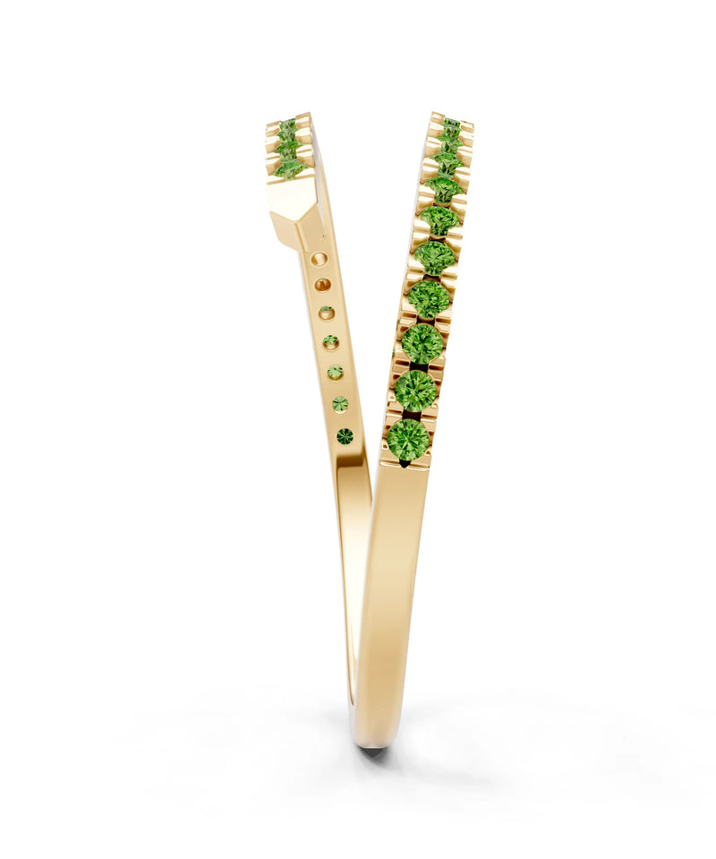 Peridot Dainty Twist Micro Pavé Half Eternity Band