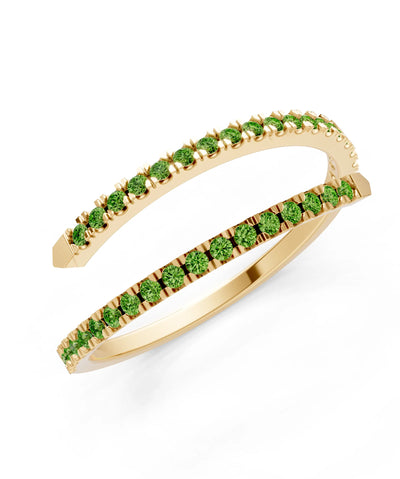 Peridot Dainty Twist Micro Pavé Half Eternity Band