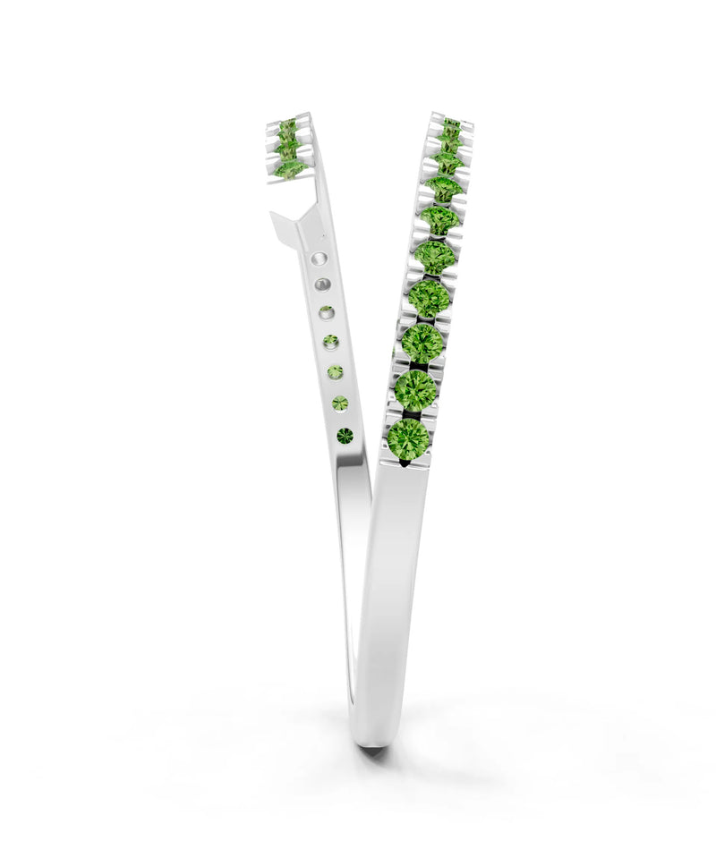 Peridot Dainty Twist Micro Pavé Half Eternity Band