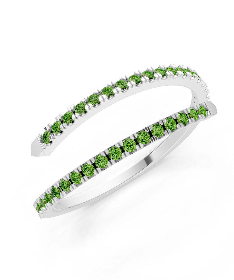 Peridot Dainty Twist Micro Pavé Half Eternity Band