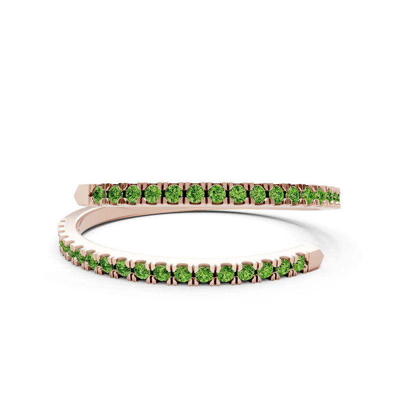 Peridot Dainty Twist Micro Pavé Half Eternity Band
