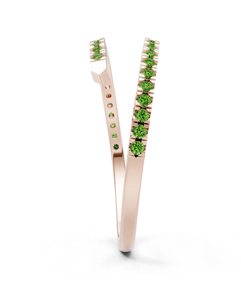 Peridot Dainty Twist Micro Pavé Half Eternity Band