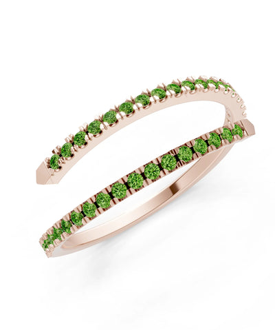 Peridot Dainty Twist Micro Pavé Half Eternity Band