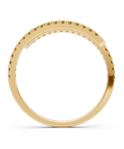 Citrine Dainty Twist Micro Pavé Half Eternity Band