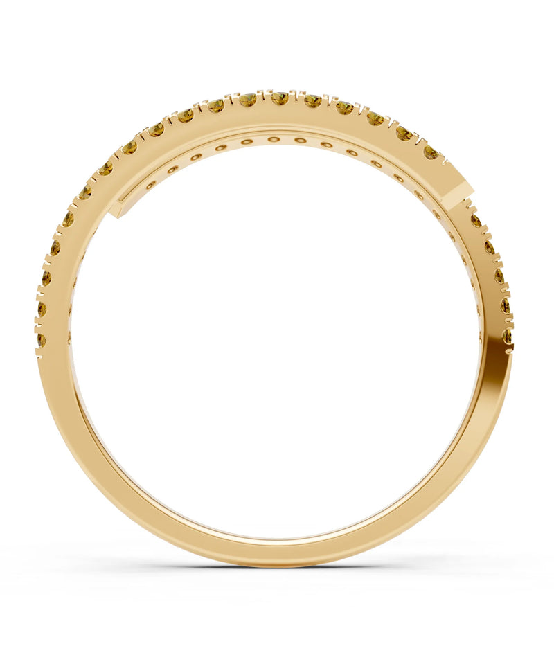 Citrine Dainty Twist Micro Pavé Half Eternity Band