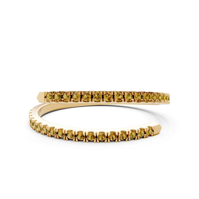 Citrine Dainty Twist Micro Pavé Half Eternity Band