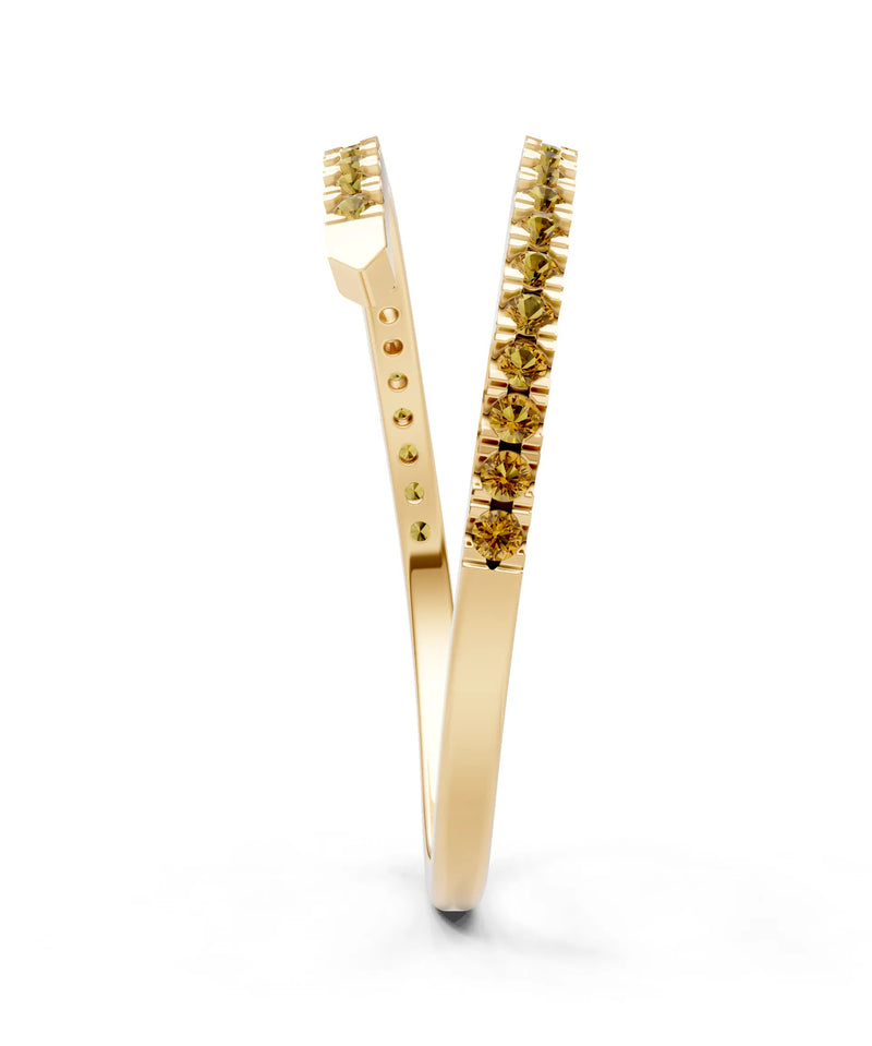 Citrine Dainty Twist Micro Pavé Half Eternity Band