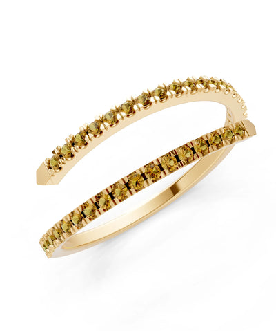 Citrine Dainty Twist Micro Pavé Half Eternity Band