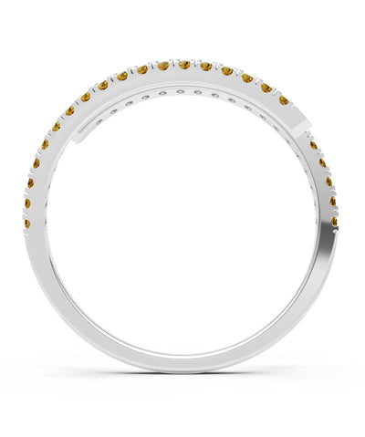 Citrine Dainty Twist Micro Pavé Half Eternity Band