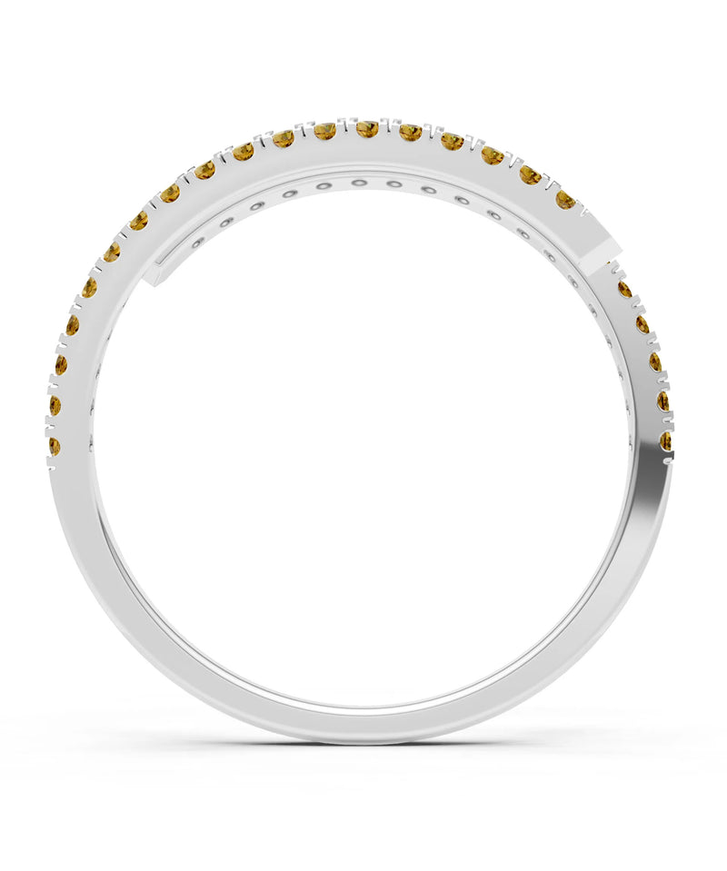 Citrine Dainty Twist Micro Pavé Half Eternity Band