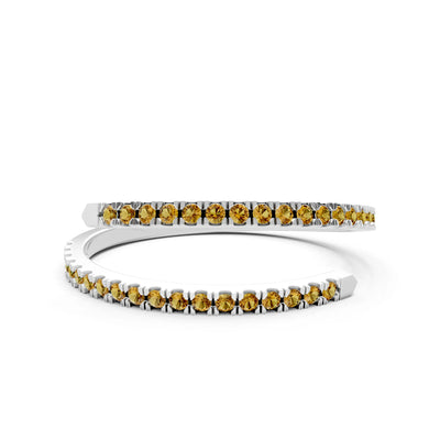 Citrine Dainty Twist Micro Pavé Half Eternity Band
