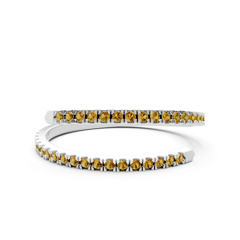 Citrine Dainty Twist Micro Pavé Half Eternity Band