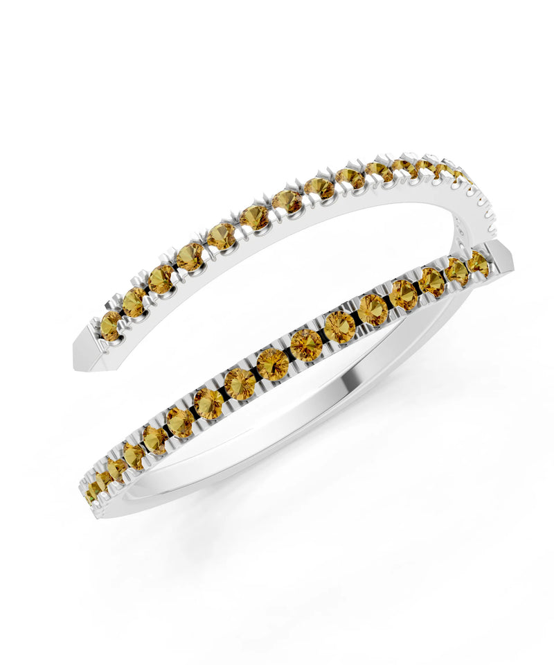 Citrine Dainty Twist Micro Pavé Half Eternity Band
