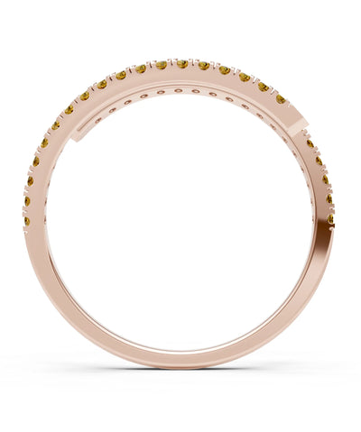 Citrine Dainty Twist Micro Pavé Half Eternity Band