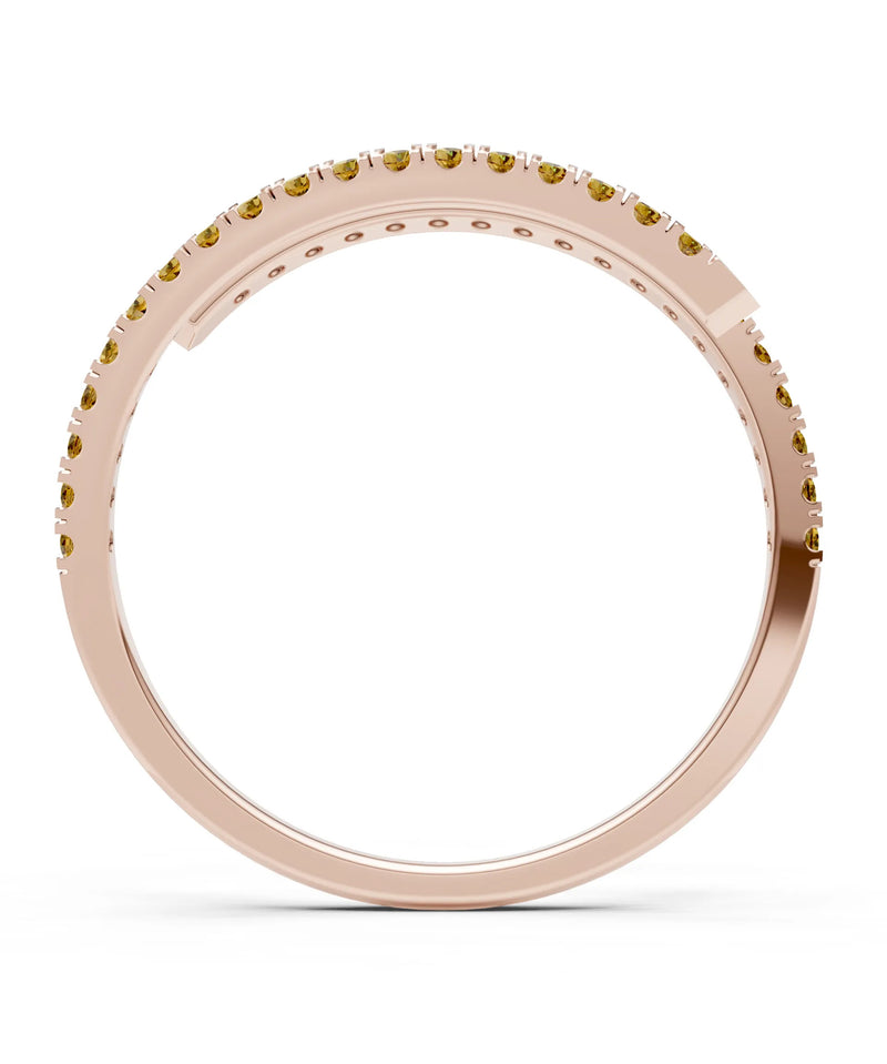 Citrine Dainty Twist Micro Pavé Half Eternity Band
