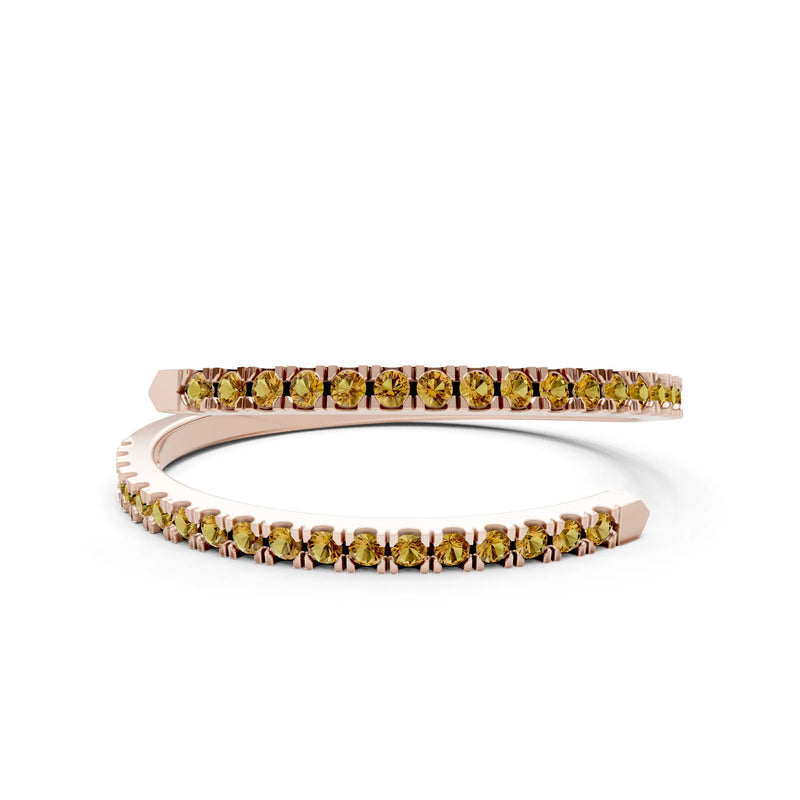Citrine Dainty Twist Micro Pavé Half Eternity Band