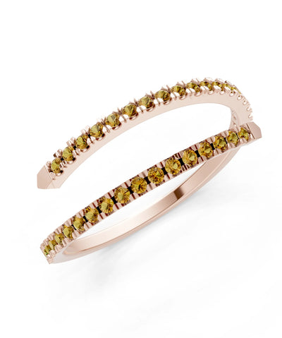 Citrine Dainty Twist Micro Pavé Half Eternity Band