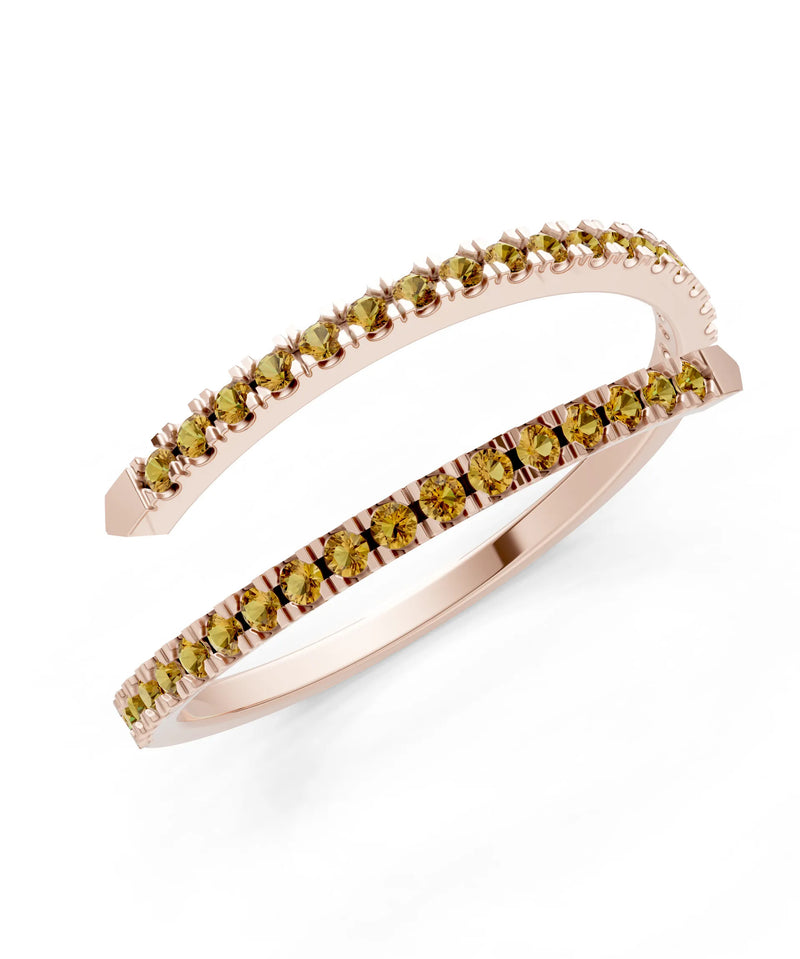 Citrine Dainty Twist Micro Pavé Half Eternity Band