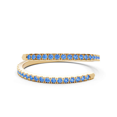 Swiss Blue Topaz Dainty Twist Micro Pavé Half Eternity Band