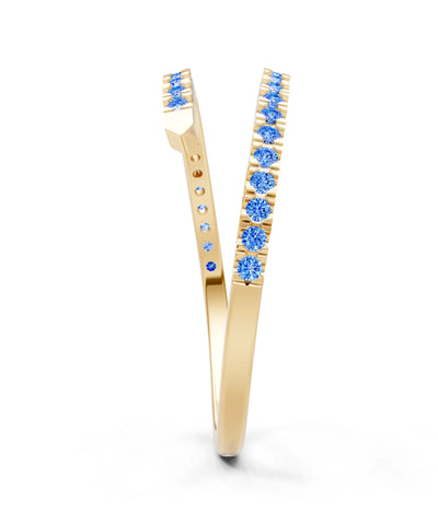 Swiss Blue Topaz Dainty Twist Micro Pavé Half Eternity Band
