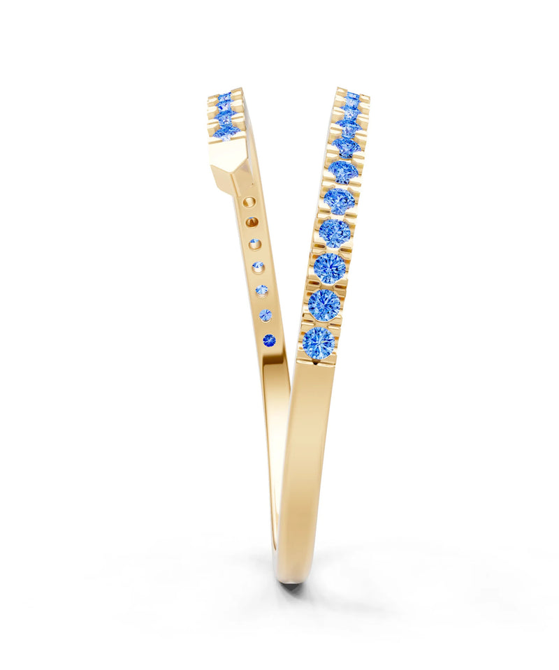 Swiss Blue Topaz Dainty Twist Micro Pavé Half Eternity Band