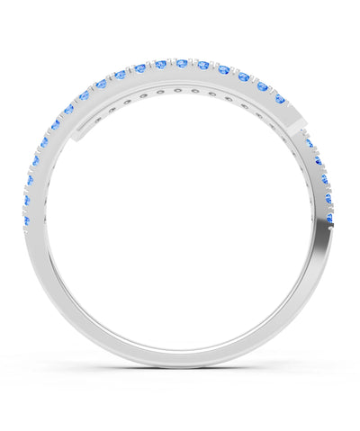 Swiss Blue Topaz Dainty Twist Micro Pavé Half Eternity Band