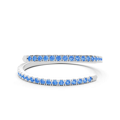 Swiss Blue Topaz Dainty Twist Micro Pavé Half Eternity Band
