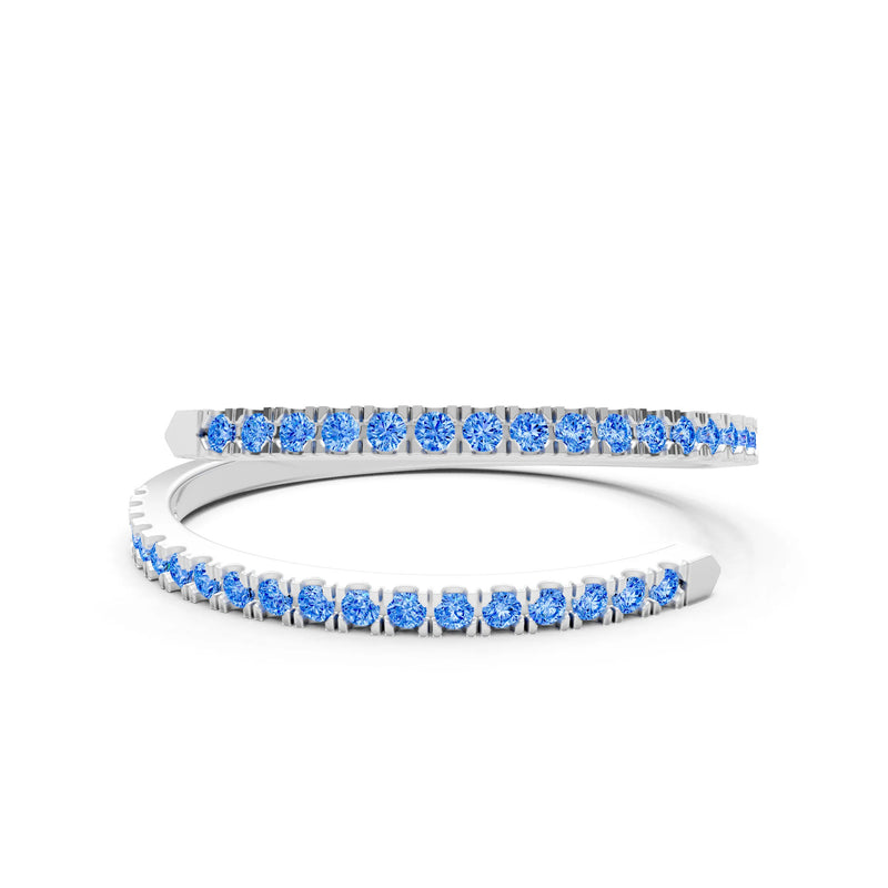 Swiss Blue Topaz Dainty Twist Micro Pavé Half Eternity Band