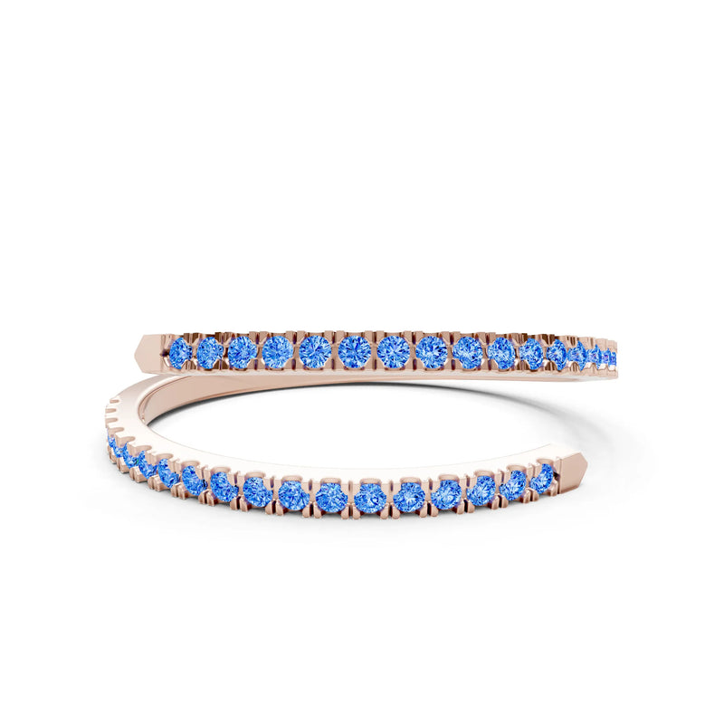 Swiss Blue Topaz Dainty Twist Micro Pavé Half Eternity Band
