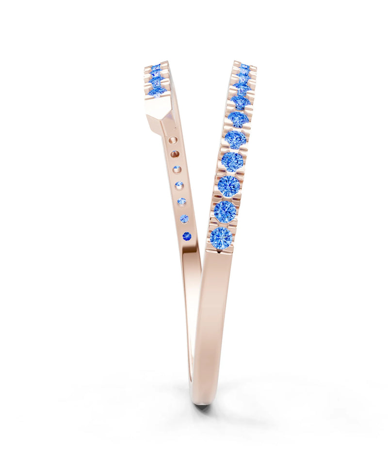 Swiss Blue Topaz Dainty Twist Micro Pavé Half Eternity Band