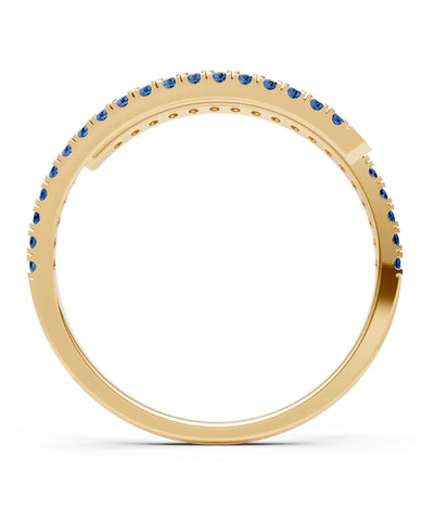 London Blue Topaz Dainty Twist Micro Pavé Half Eternity Band