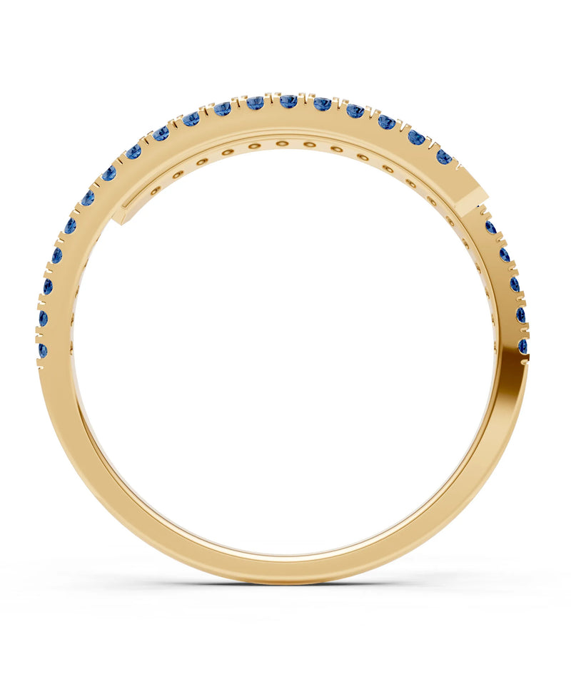 London Blue Topaz Dainty Twist Micro Pavé Half Eternity Band