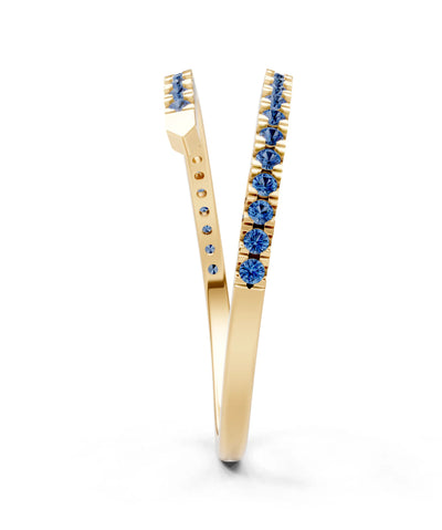 London Blue Topaz Dainty Twist Micro Pavé Half Eternity Band