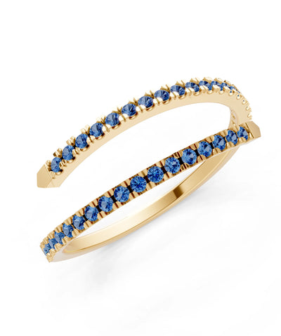 London Blue Topaz Dainty Twist Micro Pavé Half Eternity Band