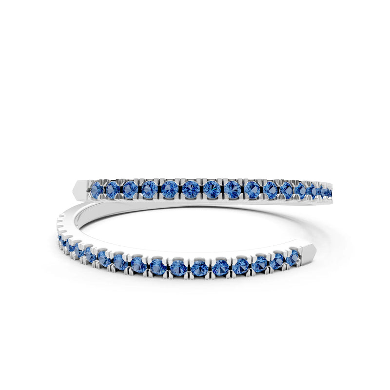 London Blue Topaz Dainty Twist Micro Pavé Half Eternity Band