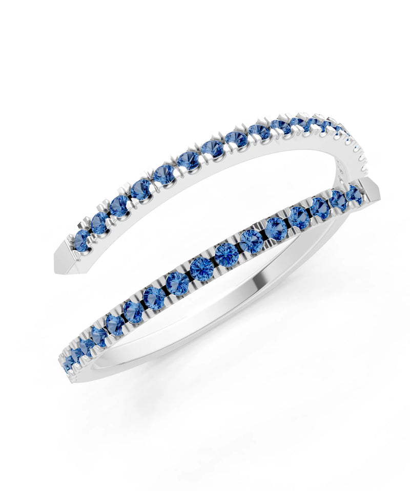 London Blue Topaz Dainty Twist Micro Pavé Half Eternity Band