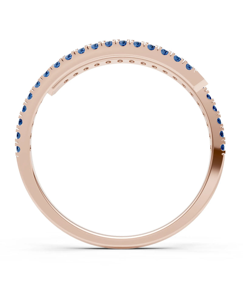 London Blue Topaz Dainty Twist Micro Pavé Half Eternity Band