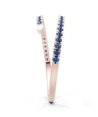 London Blue Topaz Dainty Twist Micro Pavé Half Eternity Band