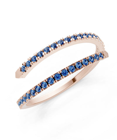 London Blue Topaz Dainty Twist Micro Pavé Half Eternity Band