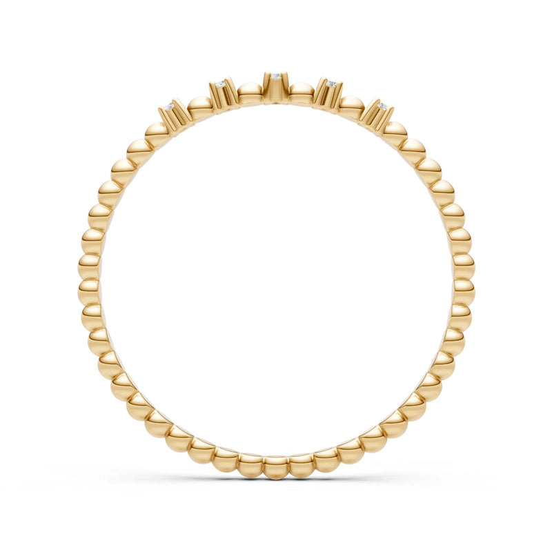 Dainty Round Cut 5 Stone Beaded Ring