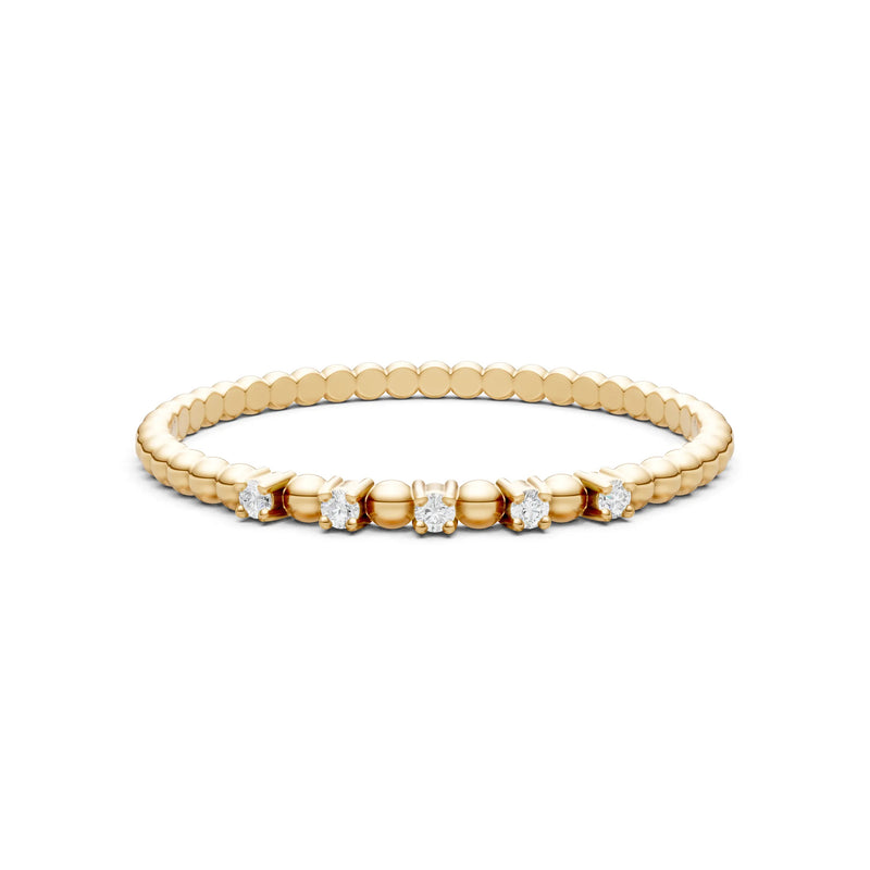 Dainty Round Cut 5 Stone Beaded Ring