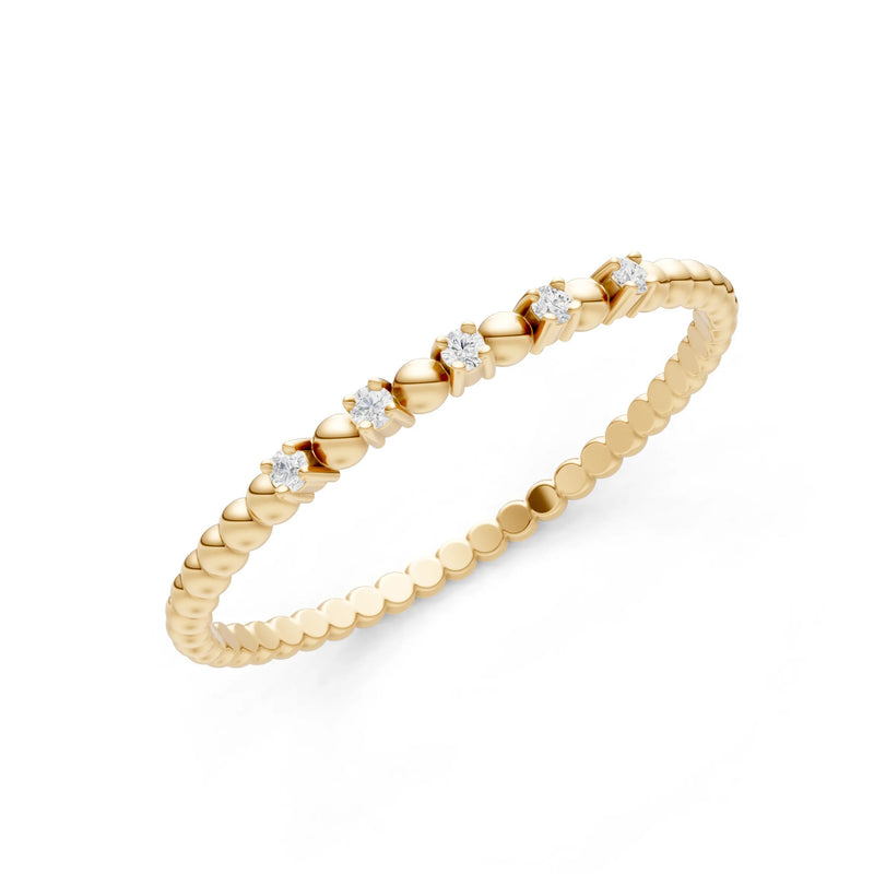 Dainty Round Cut 5 Stone Beaded Ring