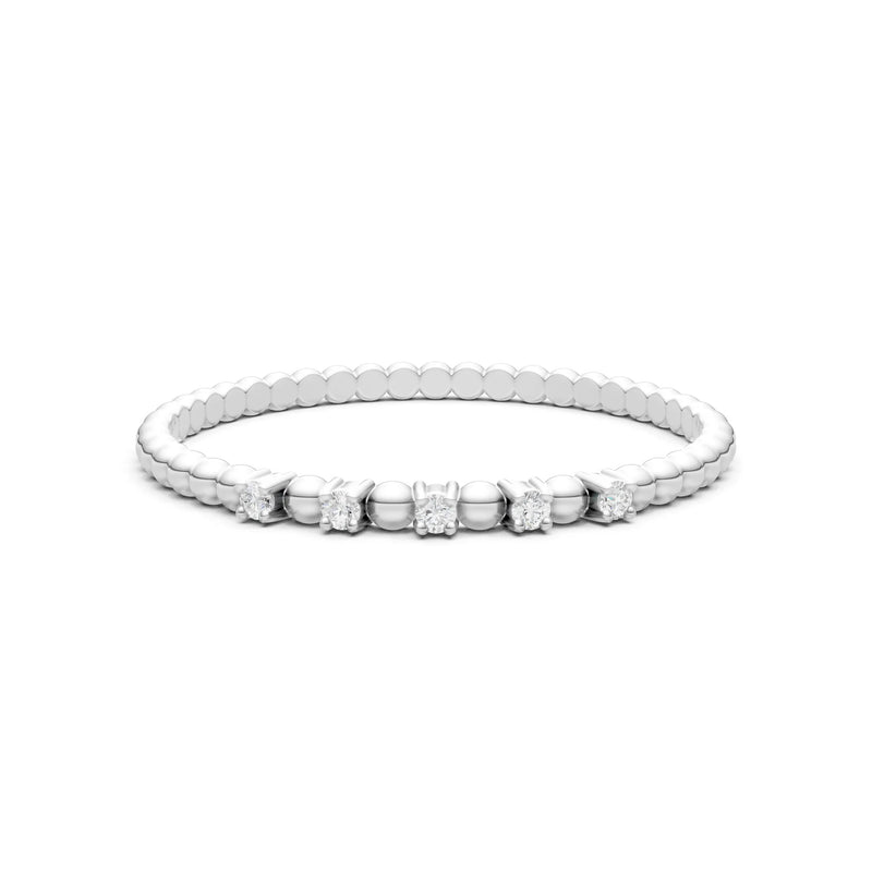 Dainty Round Cut 5 Stone Beaded Ring