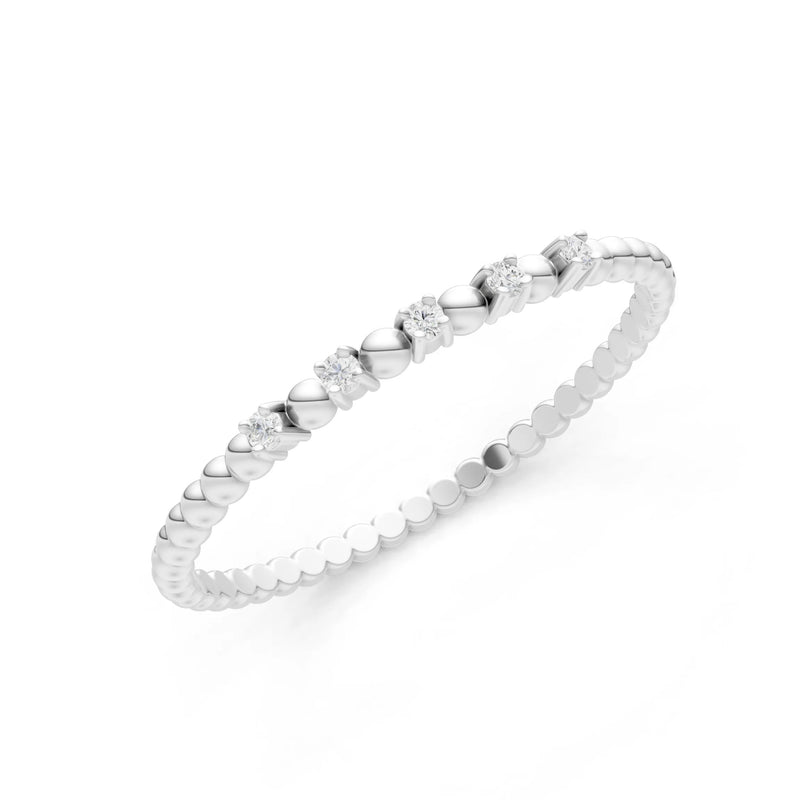 Dainty Round Cut 5 Stone Beaded Ring