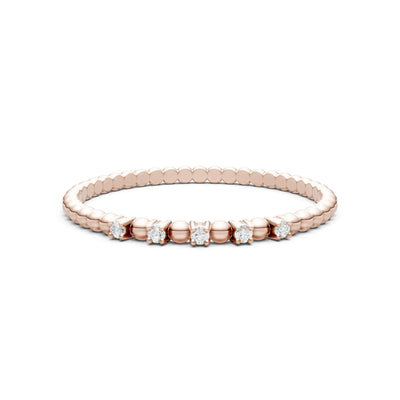Dainty Round Cut 5 Stone Beaded Ring