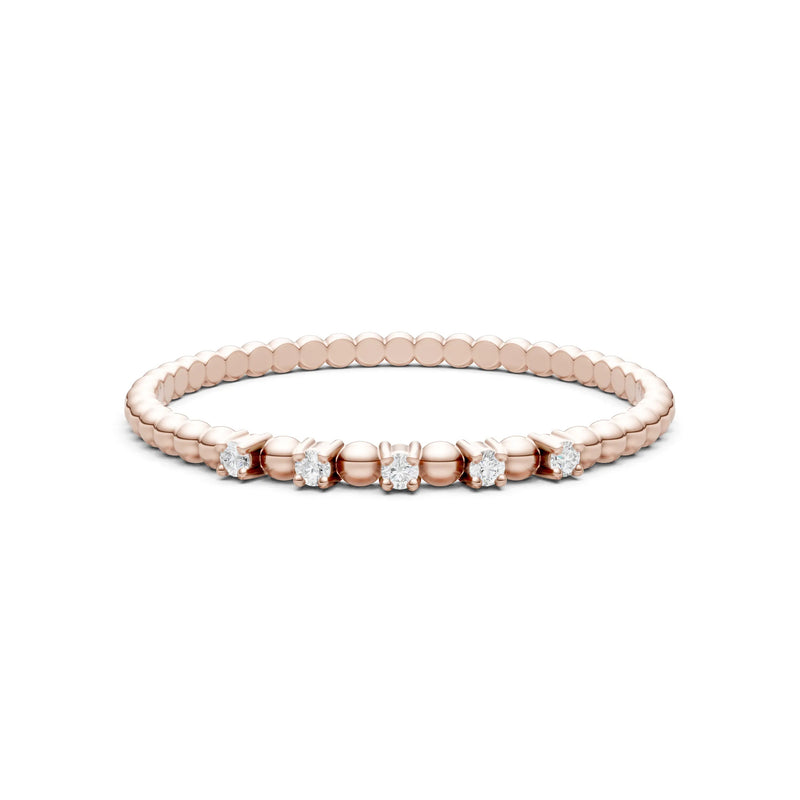 Dainty Round Cut 5 Stone Beaded Ring