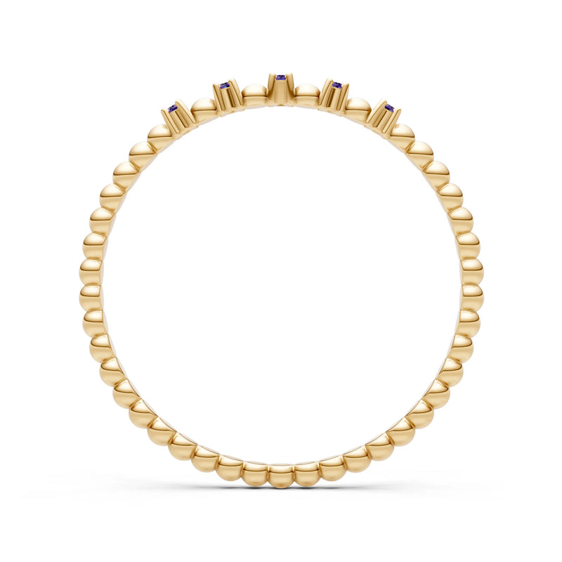 Dainty Round Cut 5 Stone Beaded Ring