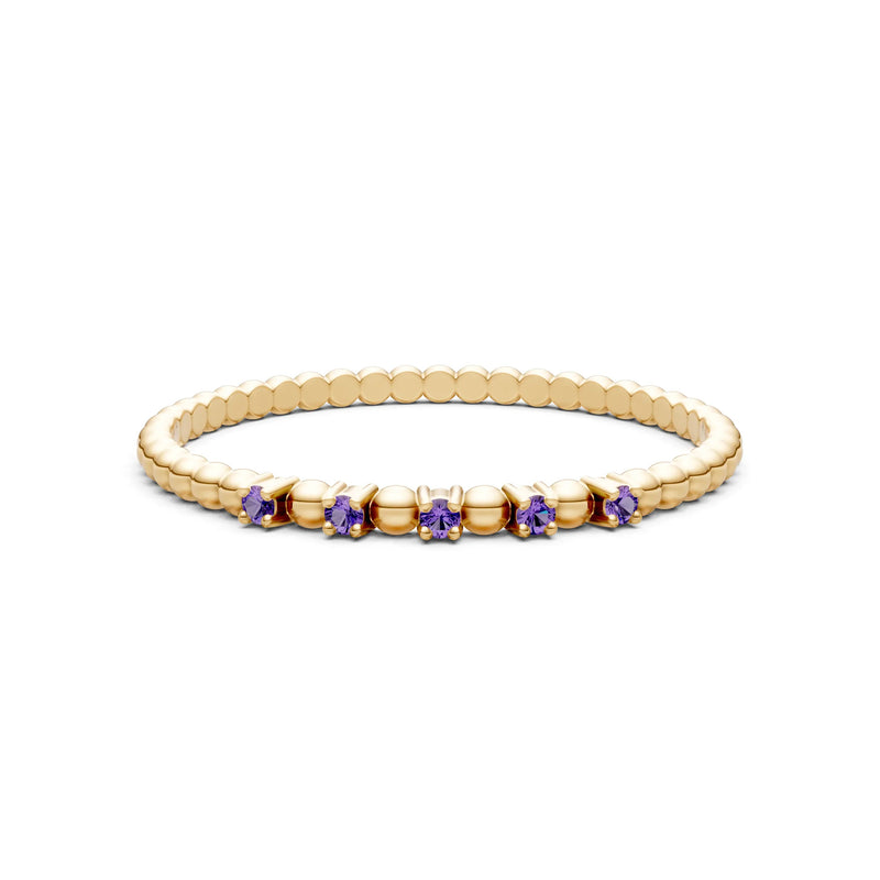 Dainty Round Cut 5 Stone Beaded Ring