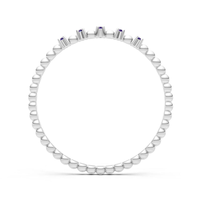 Dainty Round Cut 5 Stone Beaded Ring