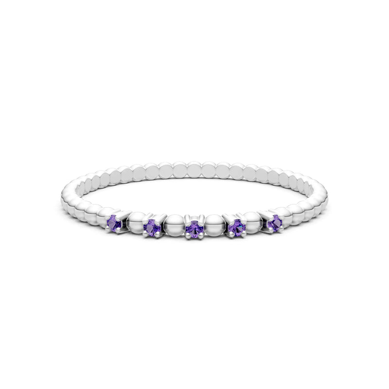 Dainty Round Cut 5 Stone Beaded Ring